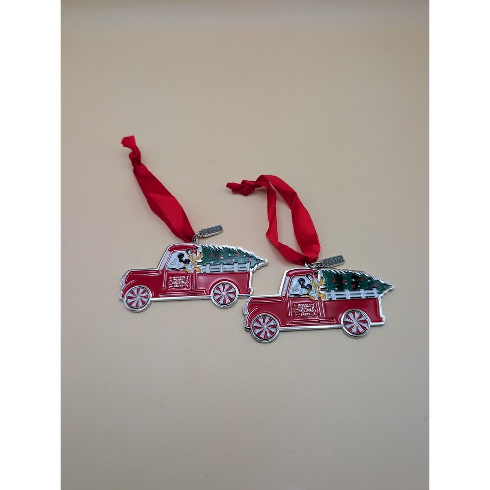 2025 Disney World Mickey's Very Merry Christmas Party Ornament Pluto Red Truck 2